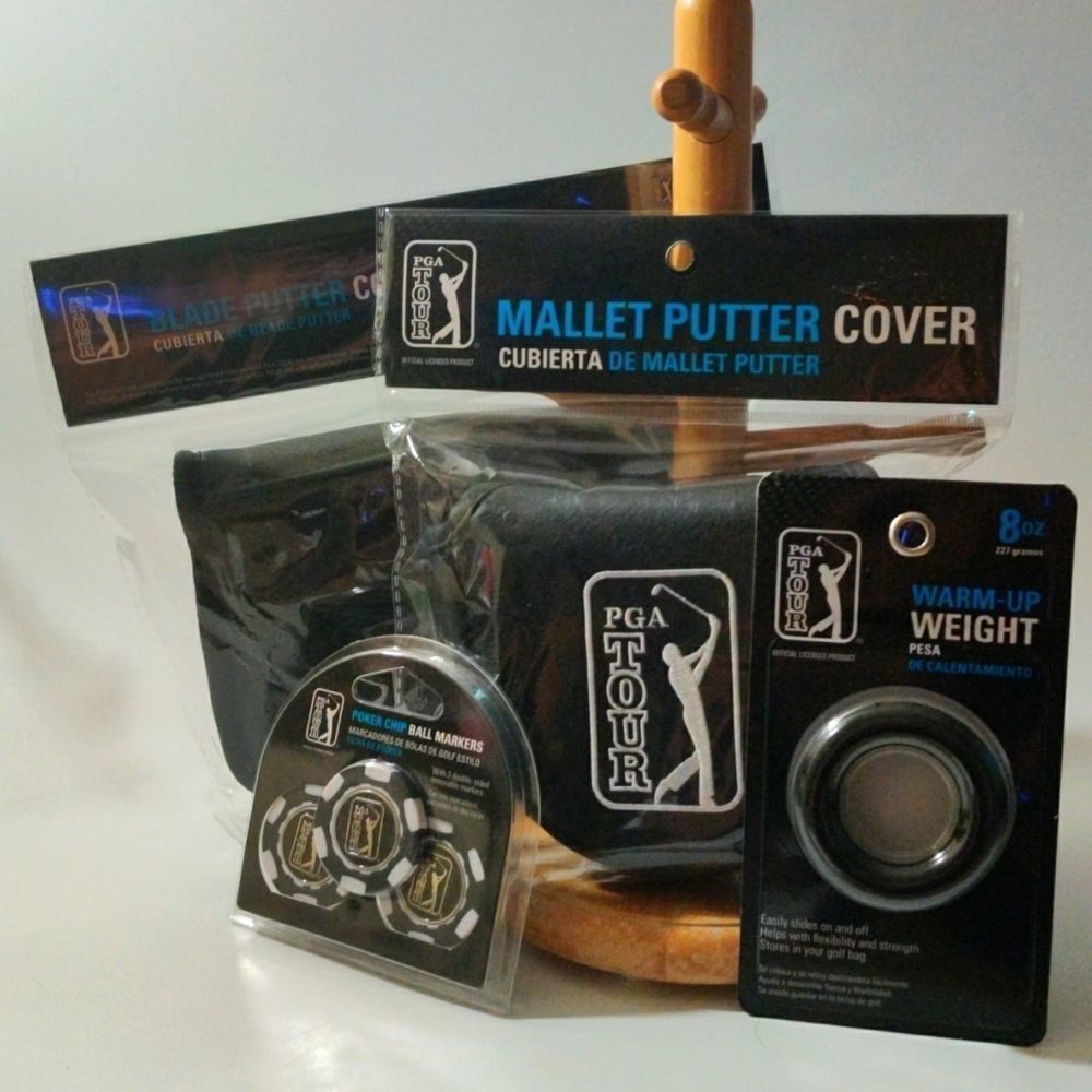 PGA Tour Gift Set Weights- Ball Marker- Mallet Putter‎ Cover- Blade Putter Cover